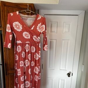 JessaKae XL Coral and Floral Maxi Dress